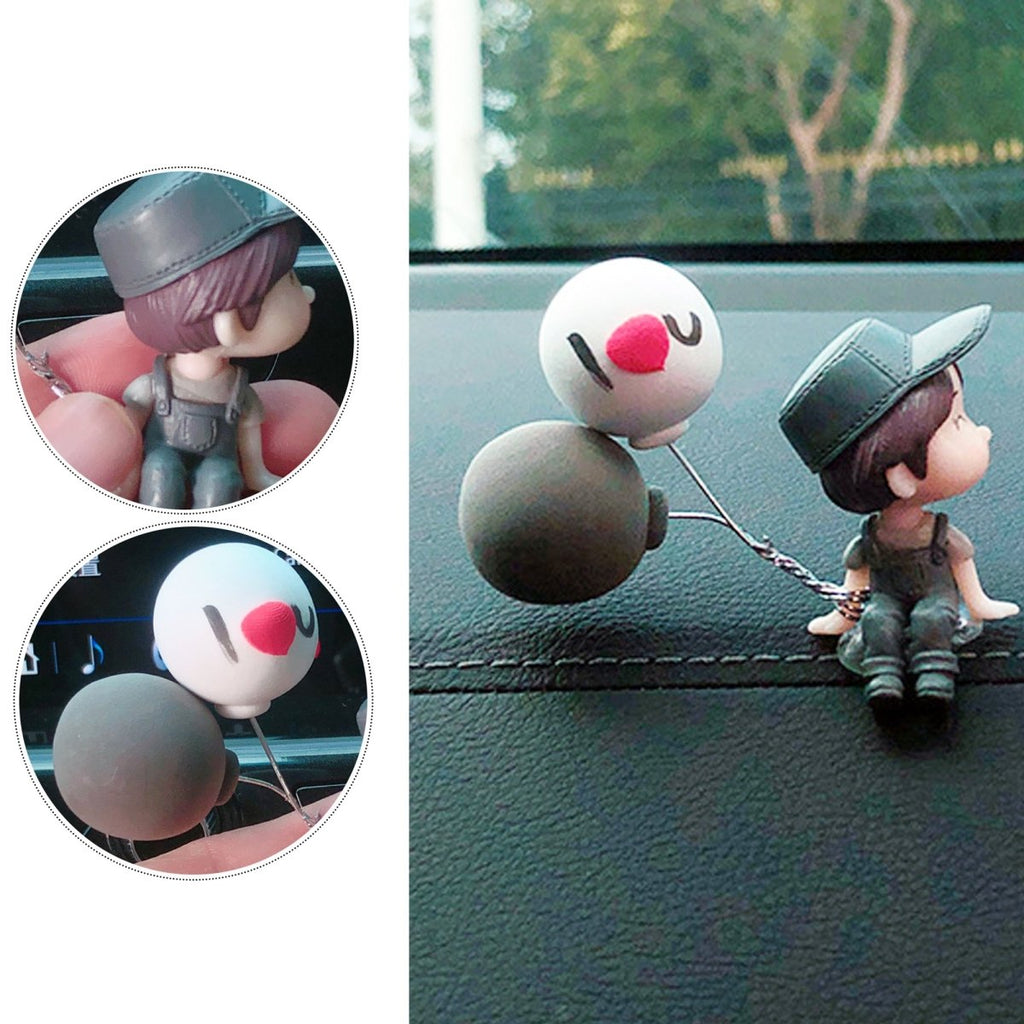Cartoon Couple Car Decor – 4PCS Cute Resin Figurines Set