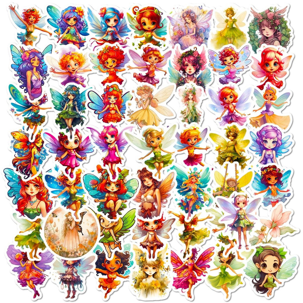 50 Fairy Vinyl Stickers – Waterproof, UV-Proof, No Duplicate Set