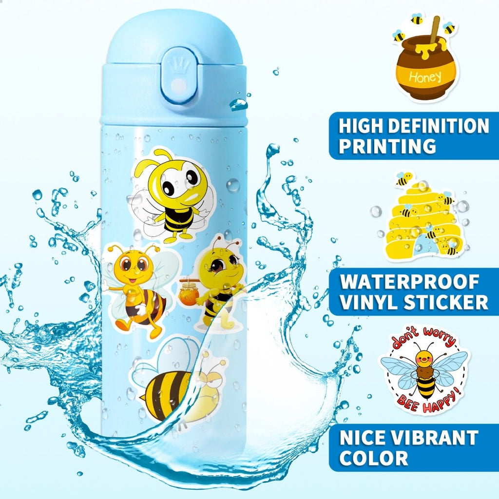 Honey Bee Vinyl Stickers – 50 Waterproof, Non-Duplicate Set