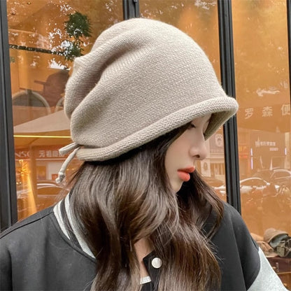 Women’s Stacking Beanie Hat – Soft Curling Knit Hat for Autumn & Winter