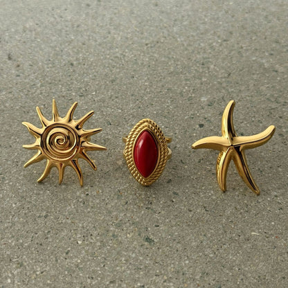 18K Gold Red Agate Ring