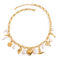 18K gold heart with irregular pearl design exquisite and noble necklace
