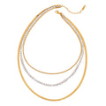 18K gold multi-layer chain with gold and silver color matching design simple personality necklace