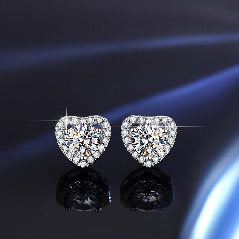 S925 romantic heart-shaped sterling silver earrings