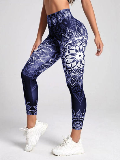Watercolor Print High-Waist Tummy Control Butt-Lifting Yoga Leggings