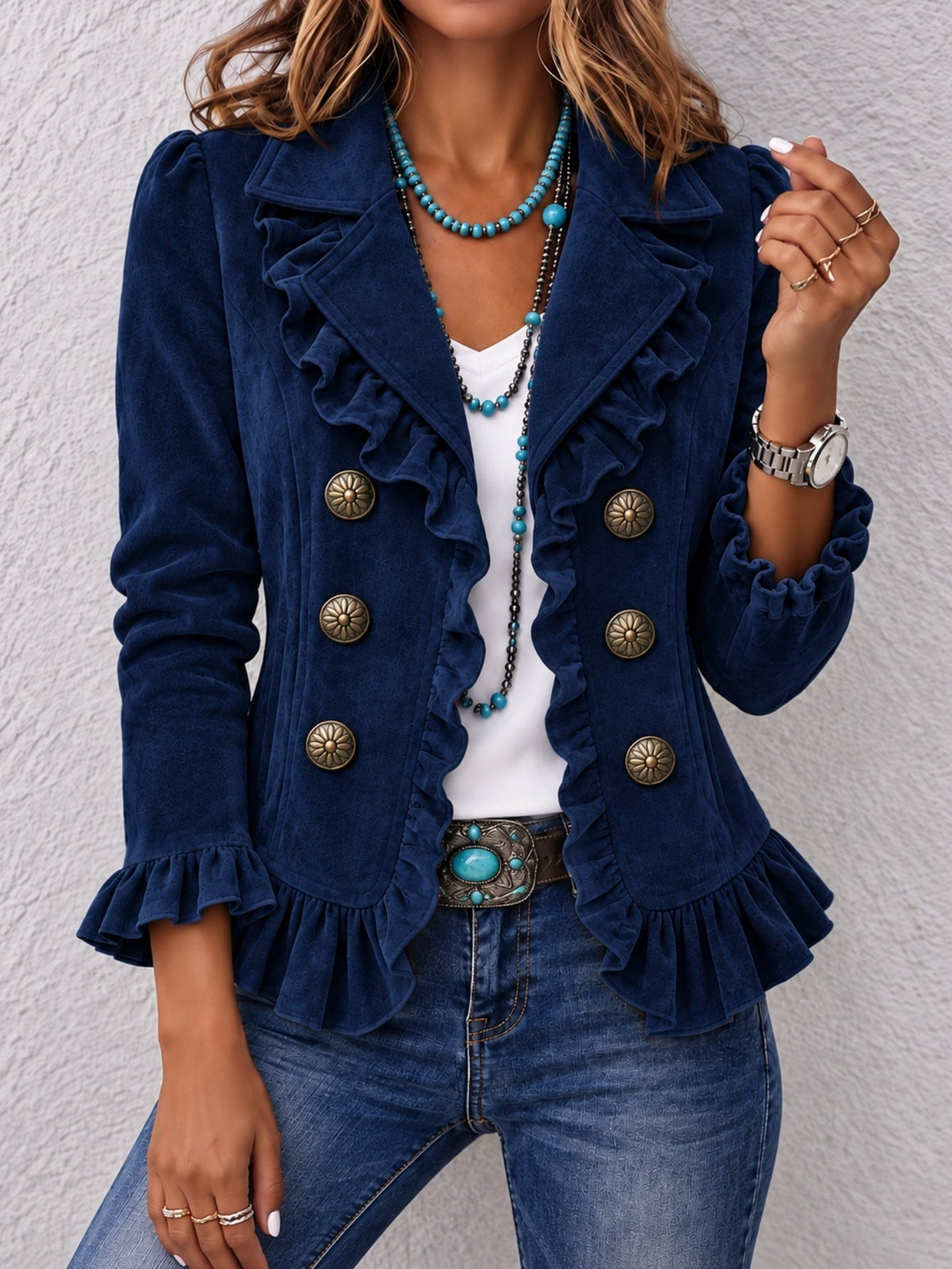 Women's Buttoned Long-Sleeve Cardigan Jacket