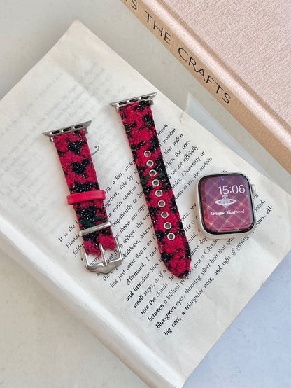 Christmas-themed Wool And Leather Watch Strap Suitable For