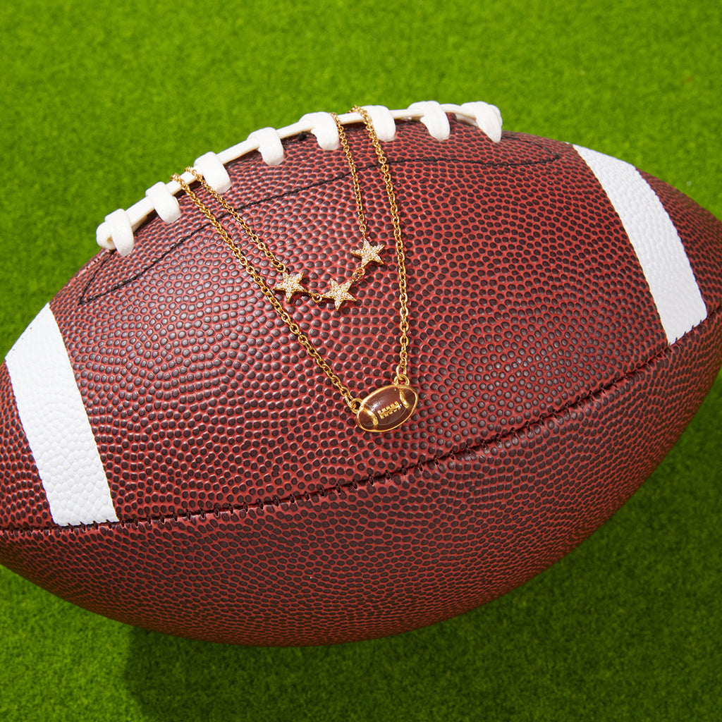 Stainless Steel Football Pendant Necklace