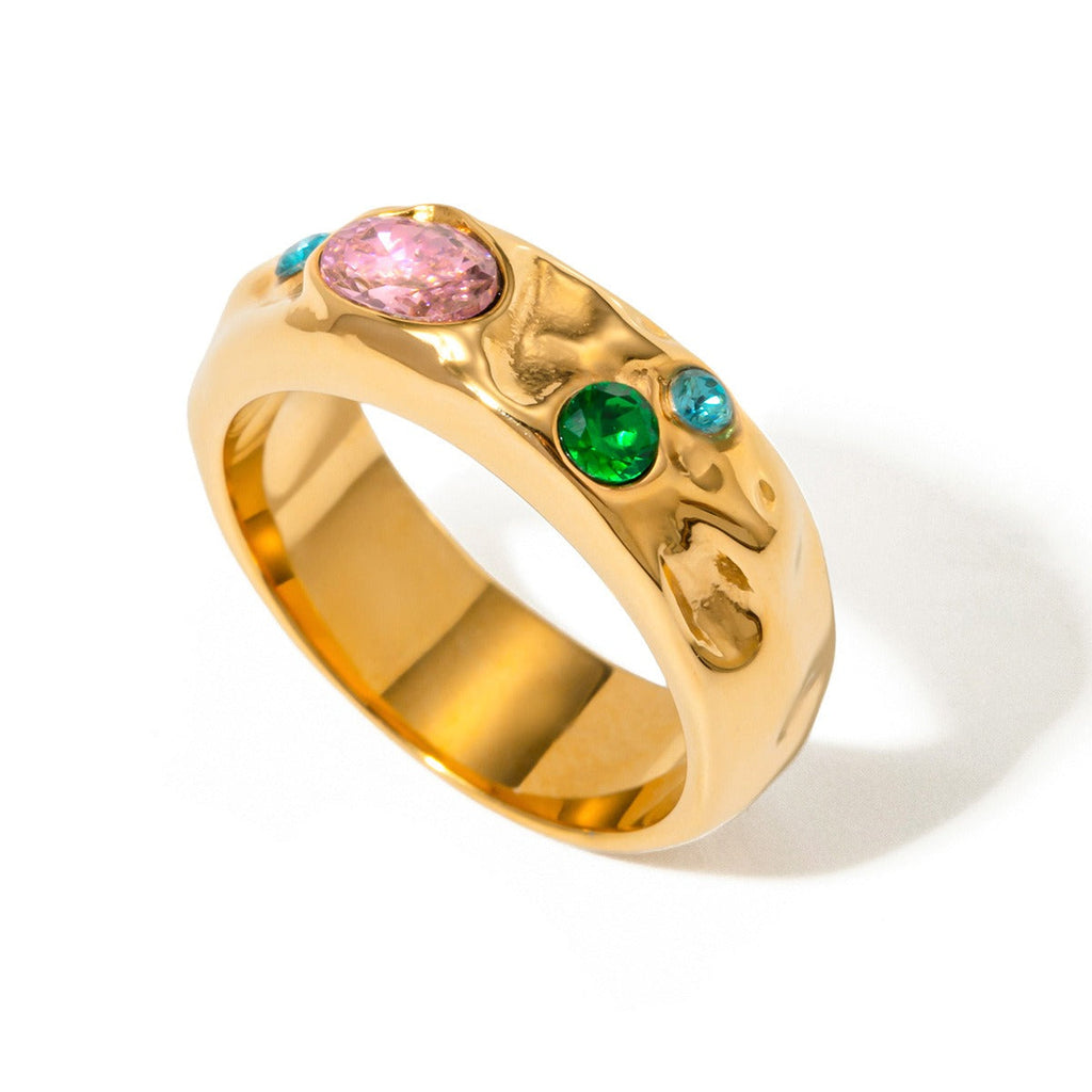 18K gold inlaid gemstone exquisite design noble ring