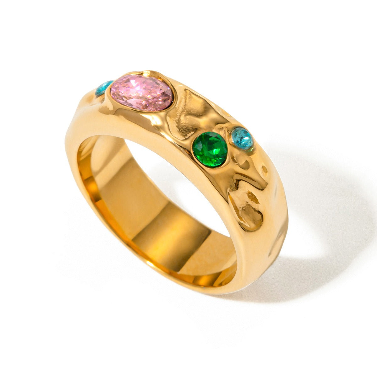 18K gold inlaid gemstone exquisite design noble ring