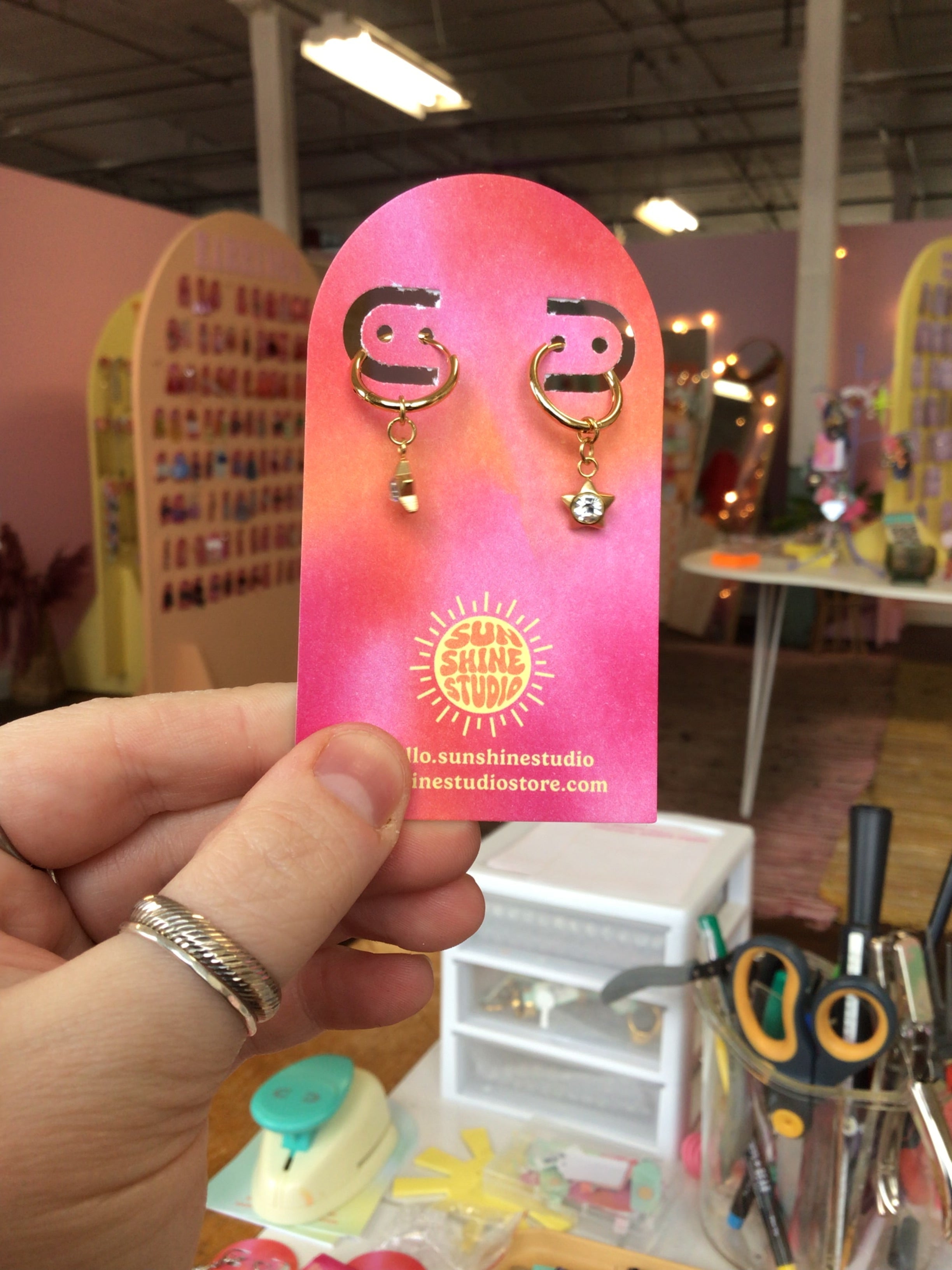 Stainless Steel Tiny Puffy Star Hoops