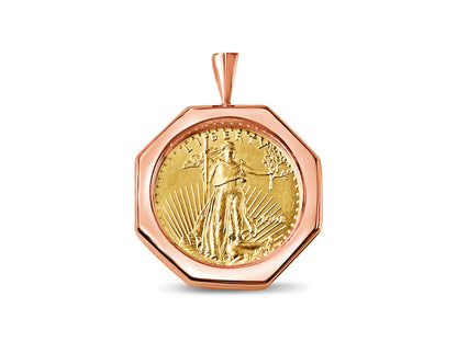 Fancy Solid White/Yellow/Rose Gold Handmade Coin Pendant , 1/2oz Coin ,