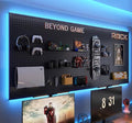 RGB Gaming Pegboard Wall Organizer with Metal Panels and Hooks, 12x24 Setup