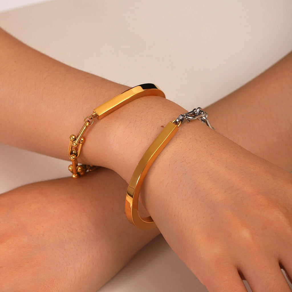 18K gold horseshoe buckle chain spliced U-shaped buckle bracelet