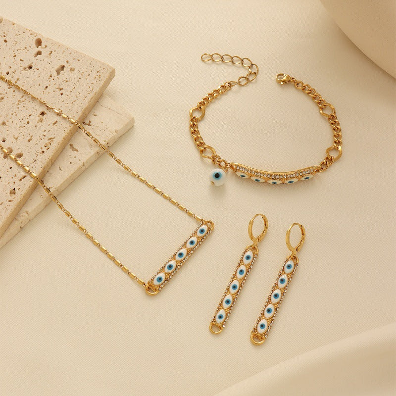 Middle Eastern Evil Eye Necklace, Bracelet and Earring Set