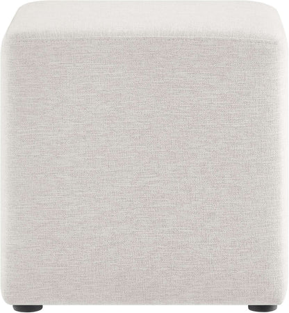 Callum 17 Inch Ivory Square Hand crafted Textured Woven Ottoman
