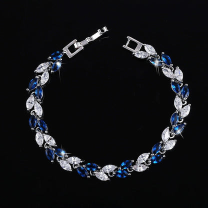 Small leaf zircon bracelet
