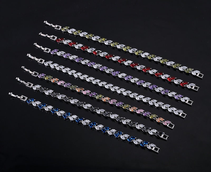 Small leaf zircon bracelet