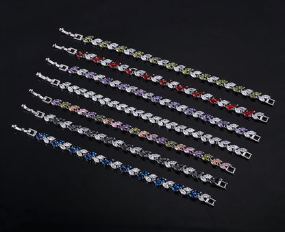 Small leaf zircon bracelet