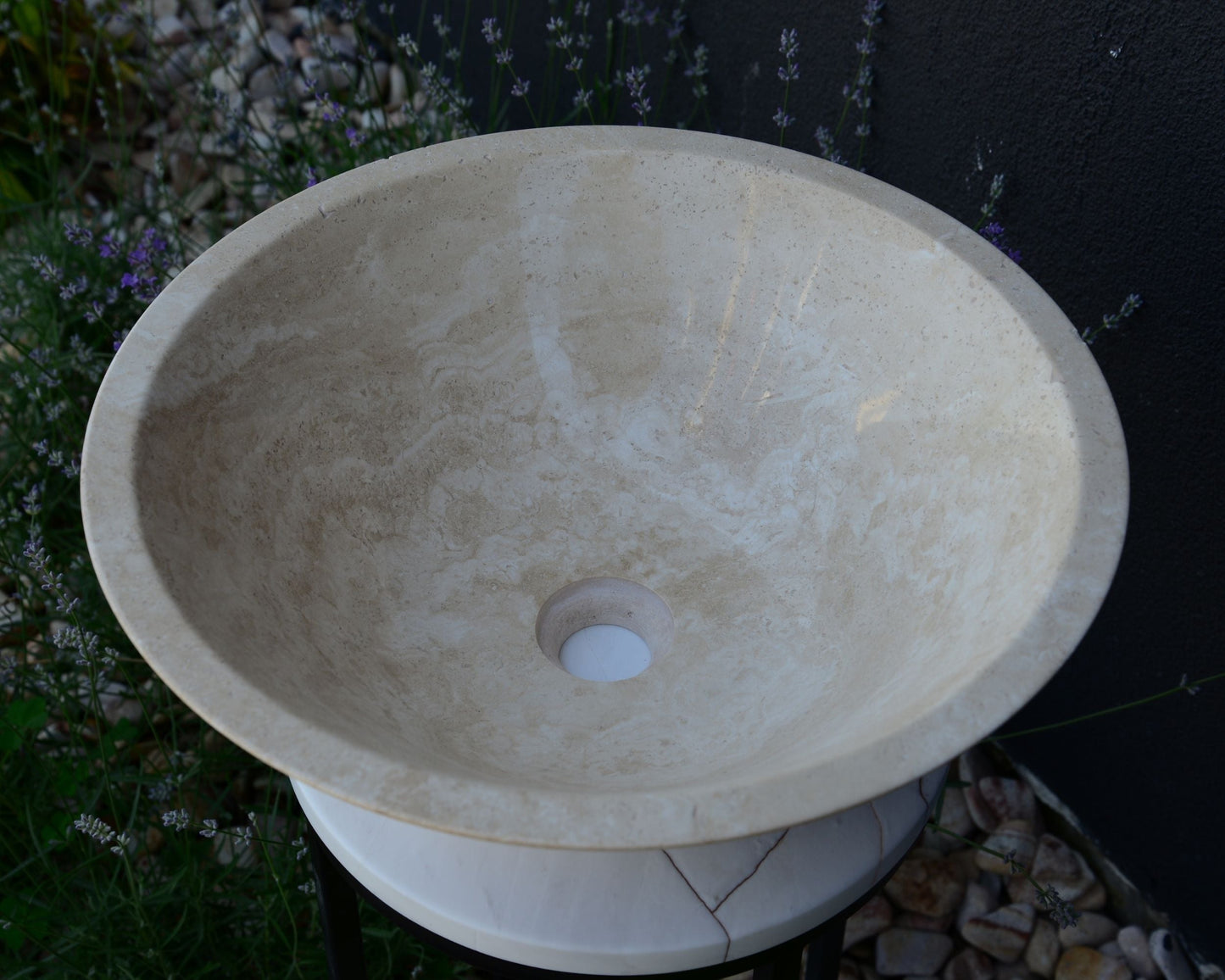 Handcrafted Light Beige Travertine Vessel Sink - Luxury Bathroom Vanity Countertop