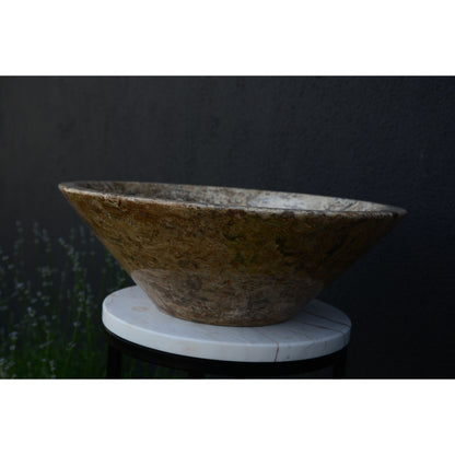 Valencia Travertine Conical Stone Vessel Sink Handmade Carved