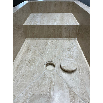 Travertine Handcrafted Custom Bathroom Sink with Natural Veining