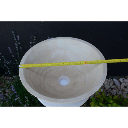 Light Beige Travertine Natural Stone Handcrafted Vessel Sink