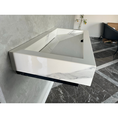 Extra Statuario White Marble Effect Polished Porcelain Wall Mounted Bathroom Vanity Sink