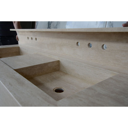 Travertine Double Sink - Handcrafted Custom Artisanal Stone Resort Luxury Bath