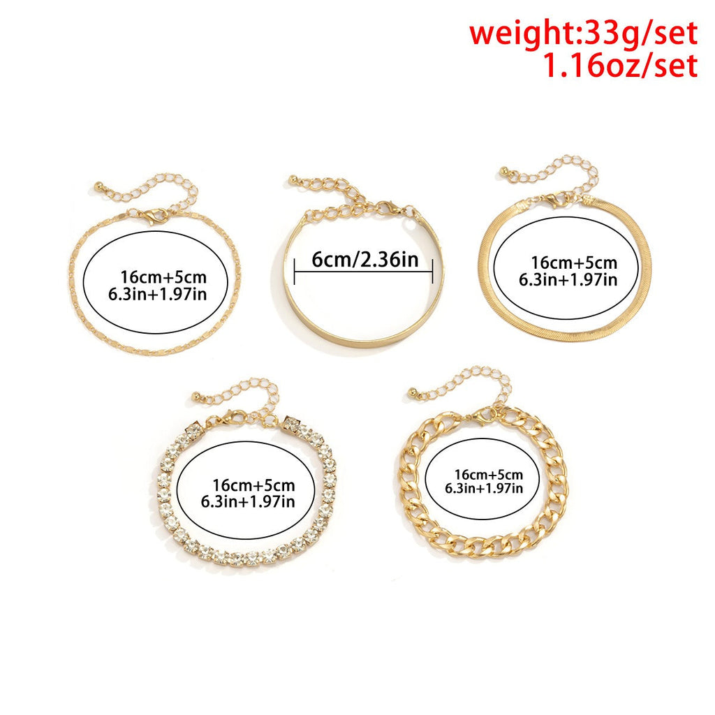 18k gold retro trend snake bone chain diamond bracelet