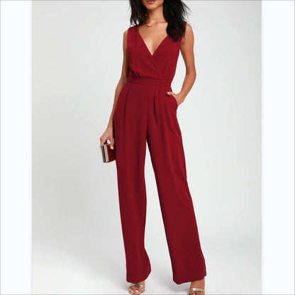 Women’s One-piece Trousers Lace Backless Deep V – High-Waisted Casual Outfit