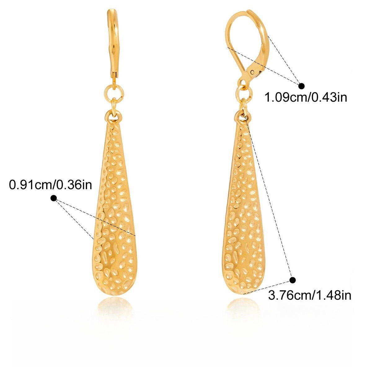18K gold teardrop metal earrings