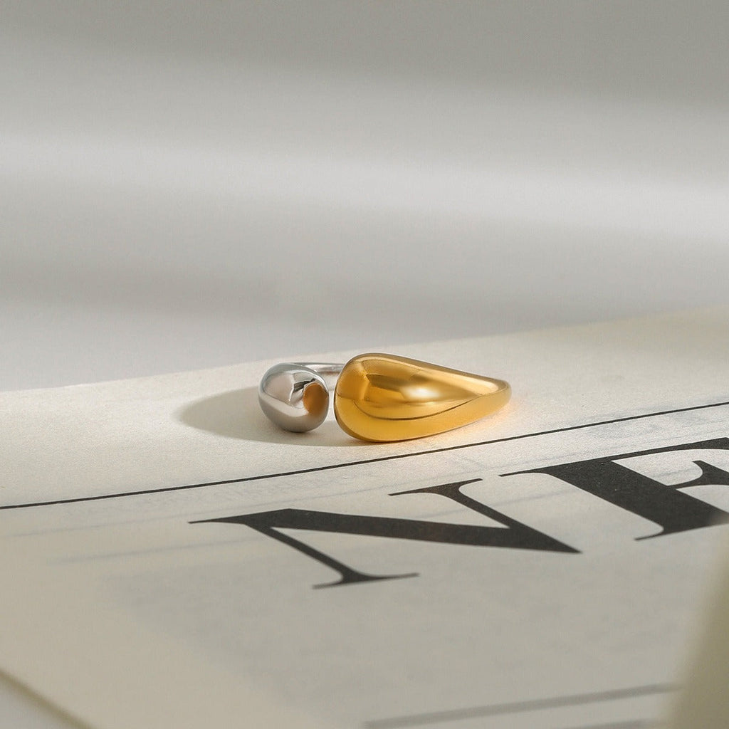 18K gold geometric design simple personality ring