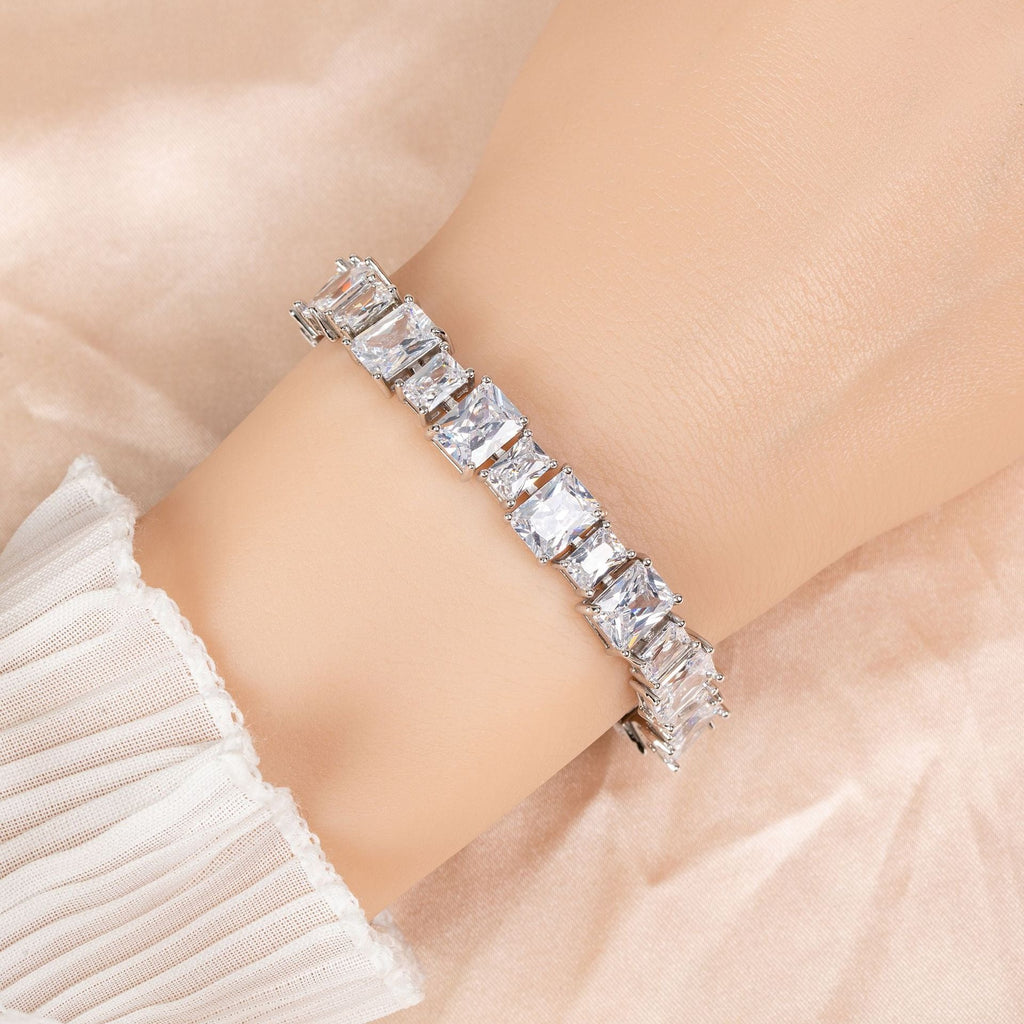 Enamel-Accented Square Micro-Pavé Zircon Bracelet