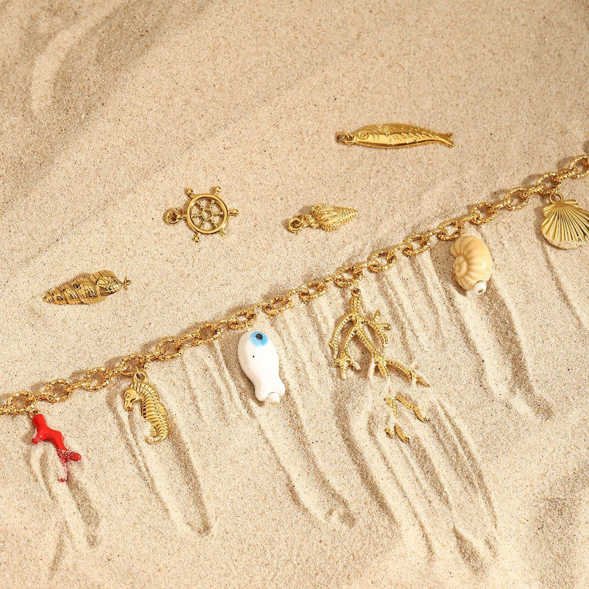 18K Gold Coral Shape Ocean Style Necklace