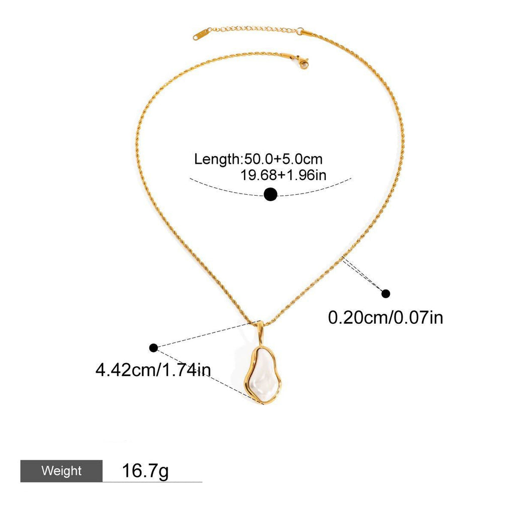 18K gold inlaid irregular pearls exquisite design noble necklace