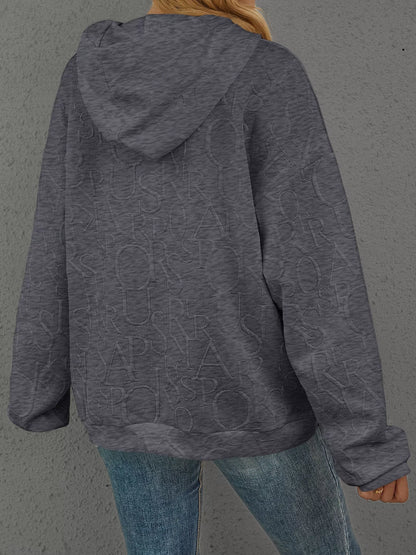 Full Size Embossed Lettering Casual Hoodie Plus Size