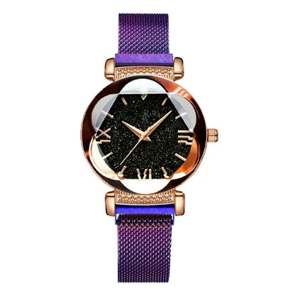 Magnetic-steel Starry Sky Roman-style Women's Watch With Versatile Milanese Strap