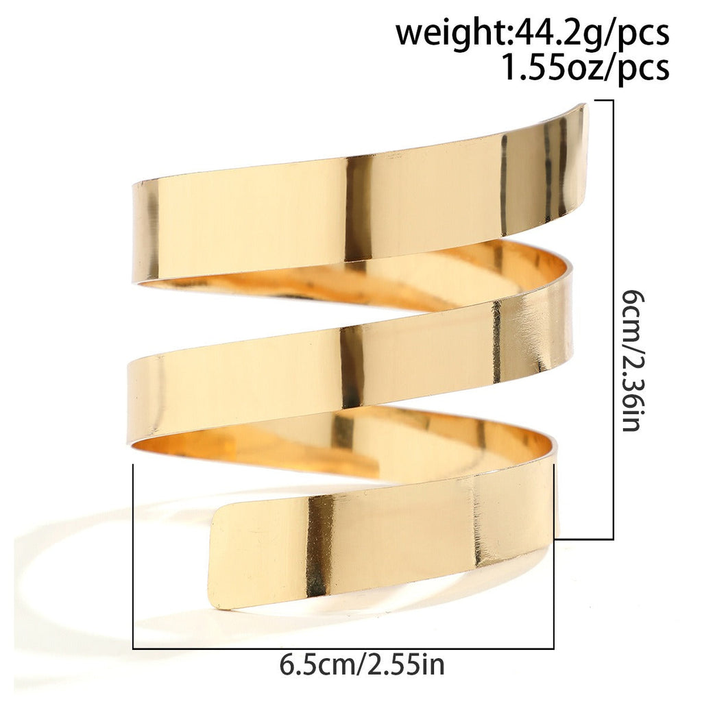 18k gold vintage bracelet wide-edge geometric punk style open bracelet