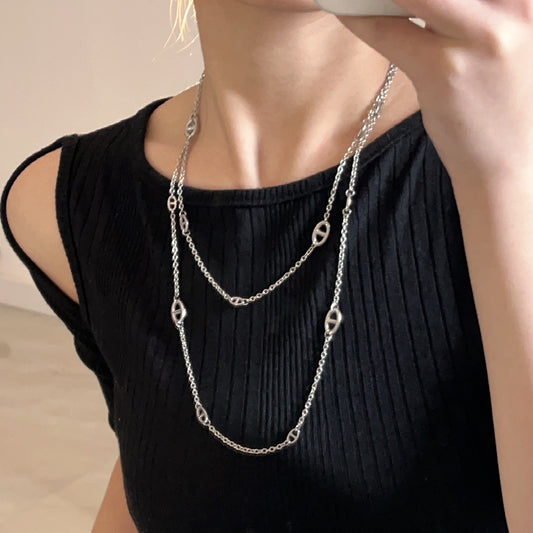 18K gold-plated titanium steel pig nose necklace