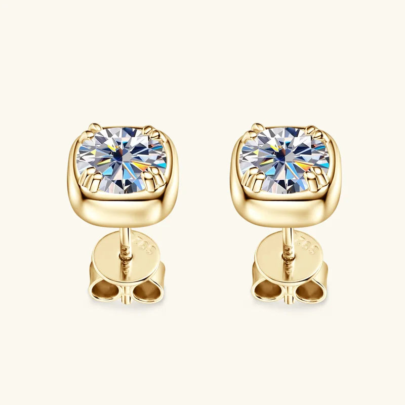 Round Moissanite Square-Setting Stud Earrings