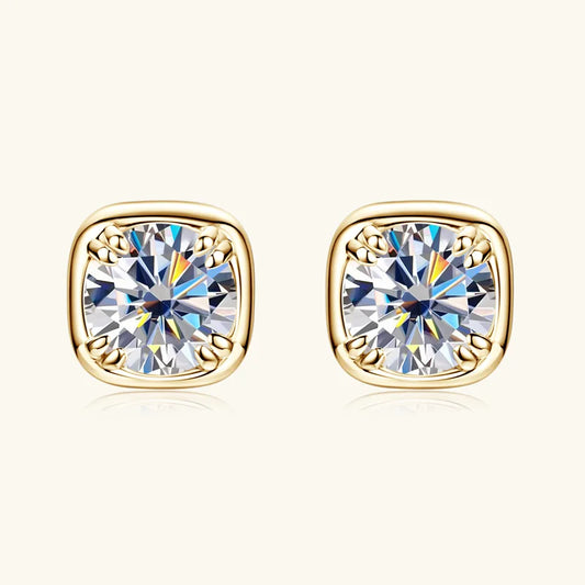 Round Moissanite Square-Setting Stud Earrings