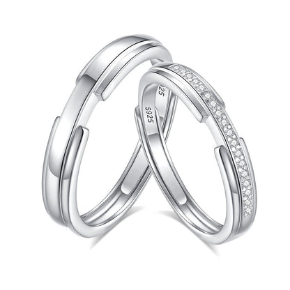 S925 silver diamond couple ring