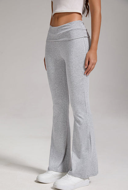 🔥 Women's Low-Waisted Folded Waist Flared Pants - Low-Rise Wide-Leg Trousers