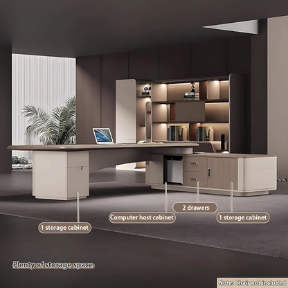 L Shaped Solid Wood Desk With Hidden Cable Hole 141.7 In