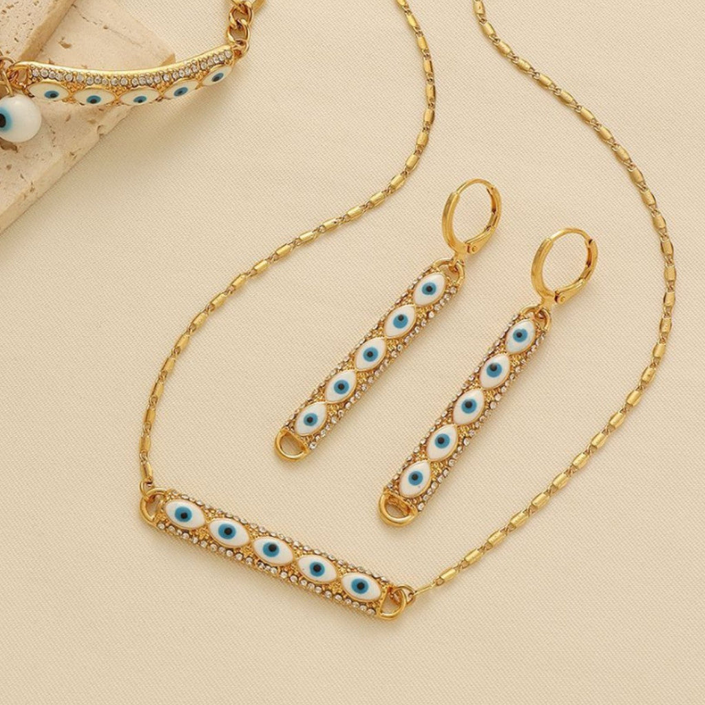 Middle Eastern Evil Eye Necklace, Bracelet and Earring Set