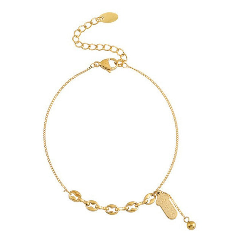 18k gold-plated titanium steel pendant anklet