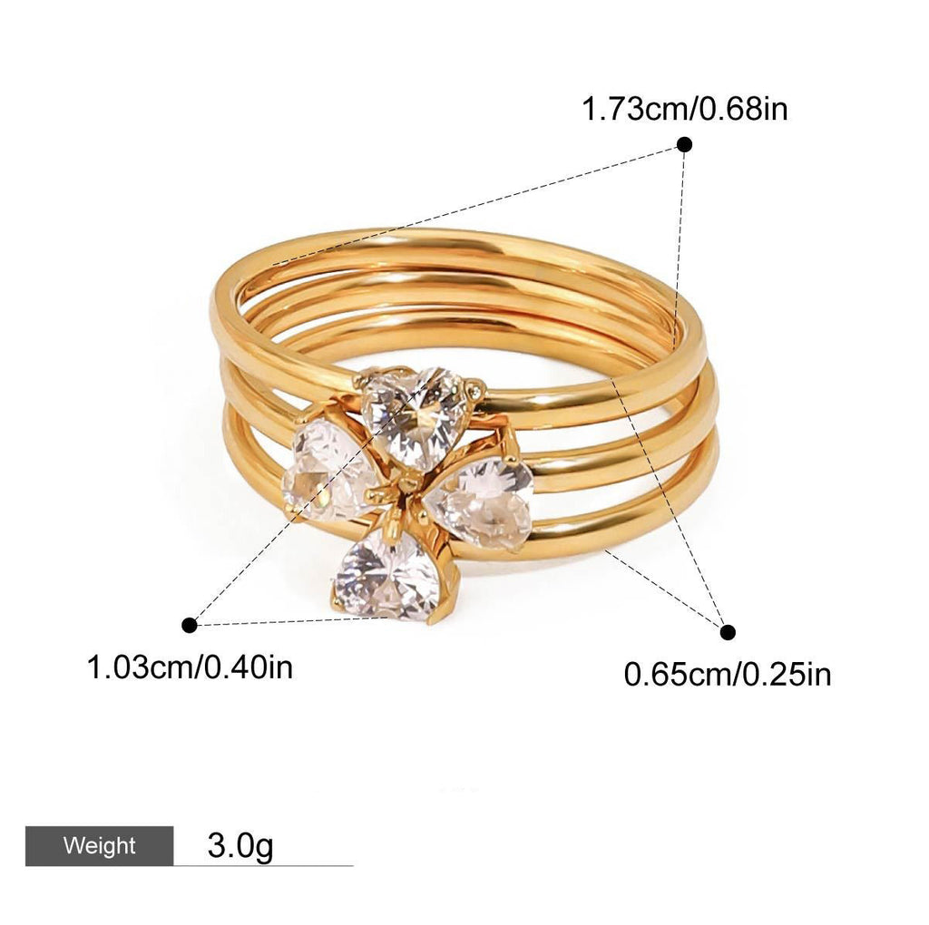 18K gold geometric gemstone inlaid exquisite design dazzling ring