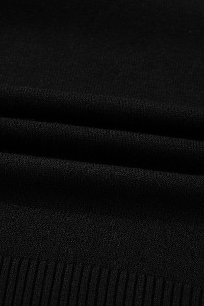 Black Contrast Trim Big Bow Accent Cropped Sweater