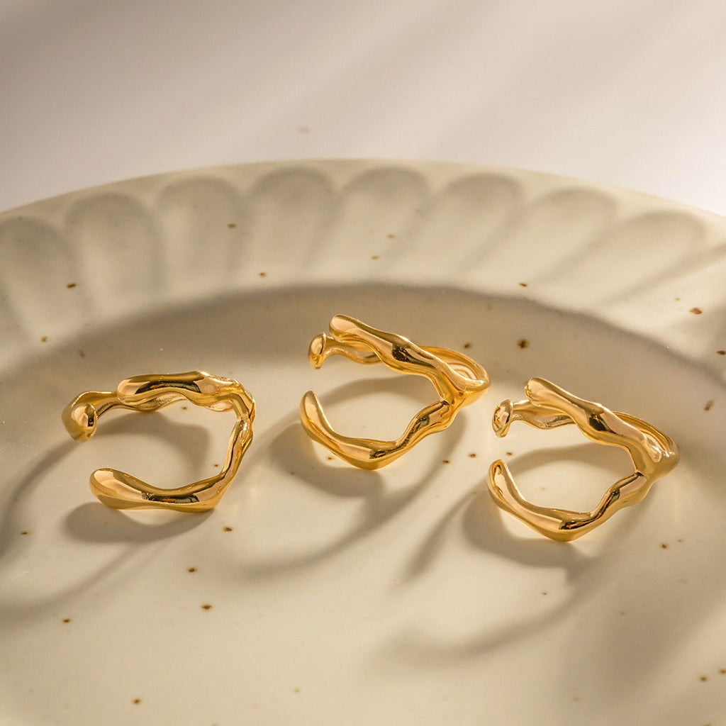 18K gold titanium steel open ring